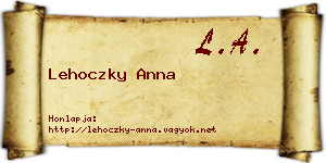 Lehoczky Anna névjegykártya